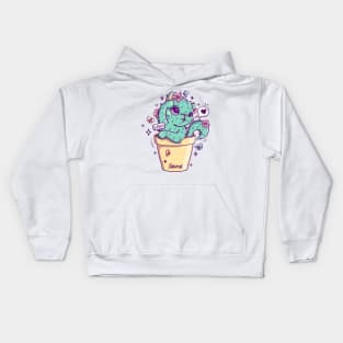 Catcus cat and cactus pun. Kids Hoodie